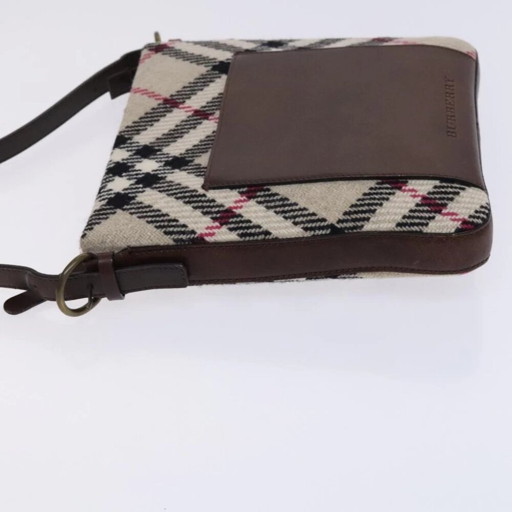 BURBERRY Nova Check Shoulder Bag Wool Beige - Picture 4 of 15